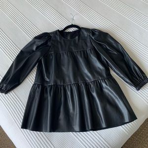 Zara leather babydoll blouse